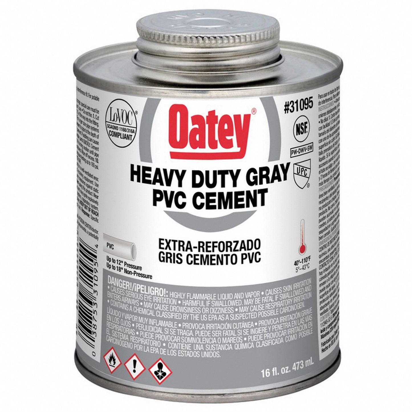 Pegamento Adhesivo PVC Oatey Gris 473ml